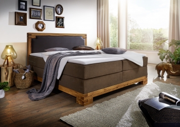 SAM® Boxspringbett 180 x 200 cm Stoff- und Kunstlederbezug - ohne Topper! - braun BARRINGTON