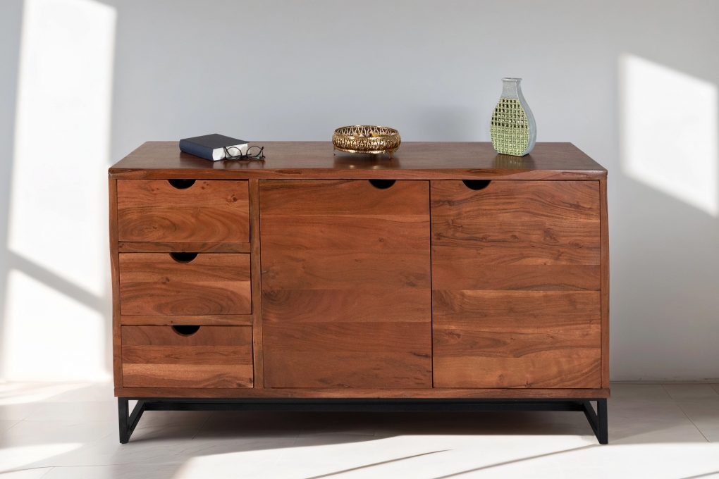 Sideboard Kommode Akazienholz nussbaumfarben massiv 145 x 80 cm Sukhothai itemprop=