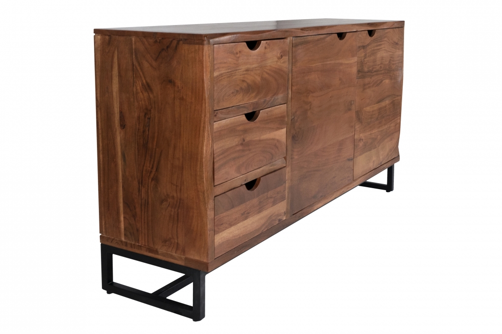 Sideboard Kommode Akazienholz nussbaumfarben massiv 145 x 80 cm Sukhothai itemprop=