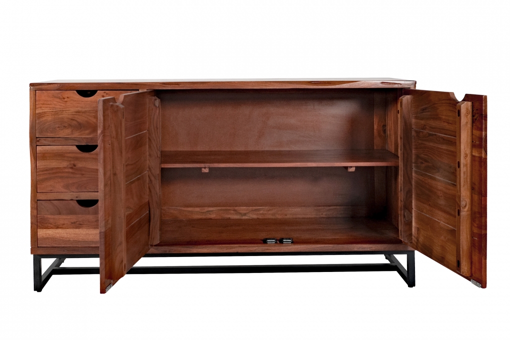 Sideboard Kommode Akazienholz nussbaumfarben massiv 145 x 80 cm Sukhothai itemprop=