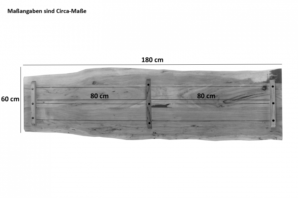 SAM® Tischplatte Baumkante Akazie Nuss 180 x 60 cm CURT itemprop=