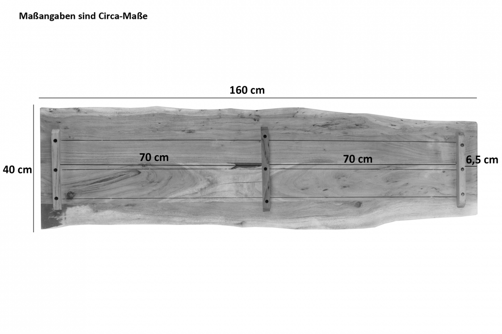SAM® Tischplatte Baumkante Akazie Nuss 160 x 40 cm CURTIS itemprop=