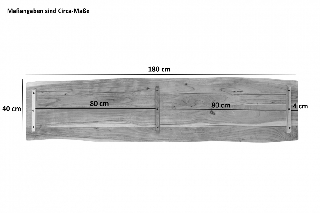 SAM® Tischplatte Baumkante Akazie Nuss 180 x 40 cm CURTIS itemprop=