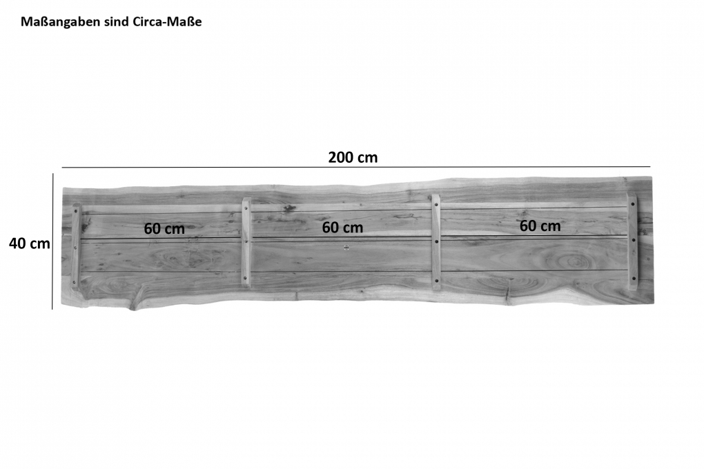 SAM® Tischplatte Baumkante Akazie Nuss 200 x 40 cm CURTIS itemprop=