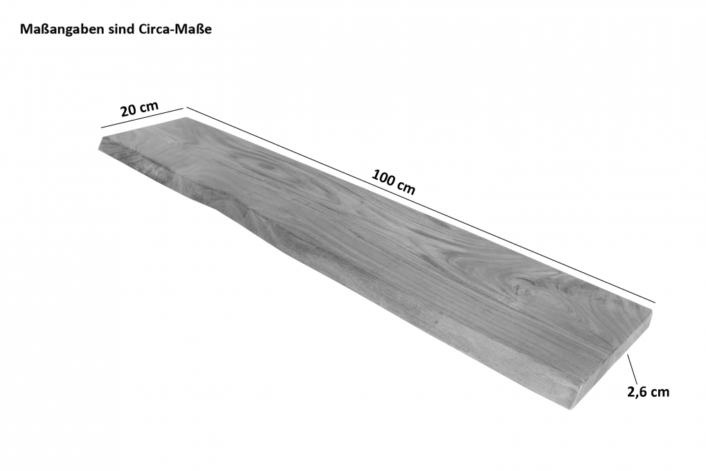 Steckboard mit Baumkante Wandregal Akazie massiv nussbaum lackiert 100 x 20 Amanda itemprop=