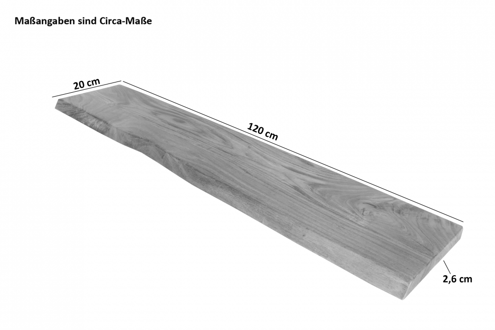 Steckboard mit Baumkante Wandregal Akazie massiv nussbaum lackiert 120 x 20 Amanda itemprop=