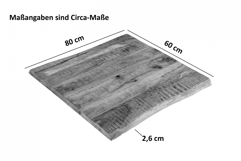 Tischplatte Baumkante Mango rough 80 x 60 cm CURT itemprop=