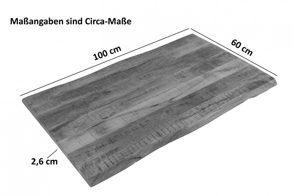 Tischplatte Baumkante Mango rough 100 x 60 cm CURT itemprop=