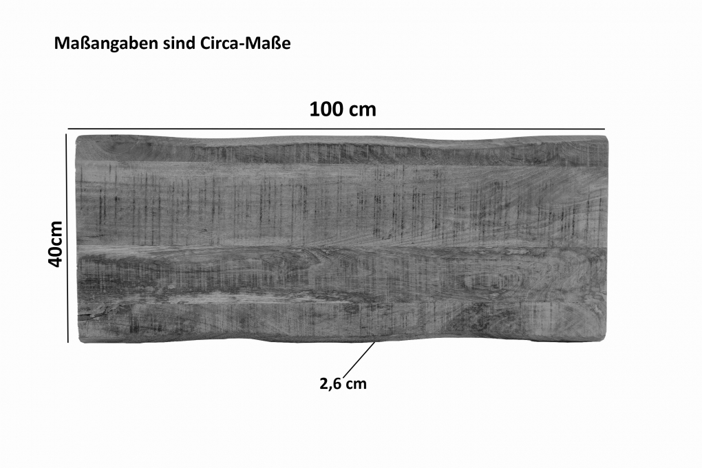 Tischplatte Baumkante Mango massiv 100 x 40 cm CURTIS itemprop=