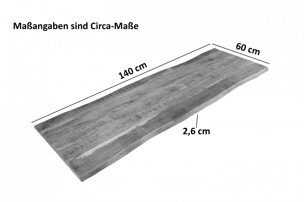 Tischplatte Baumkante Mango rough 140 x 60 cm CURT itemprop=