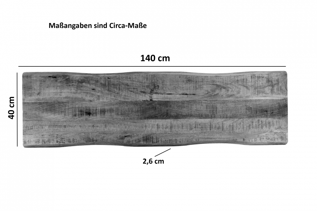 Tischplatte Baumkante Mango massiv 140 x 40 cm CURTIS itemprop=