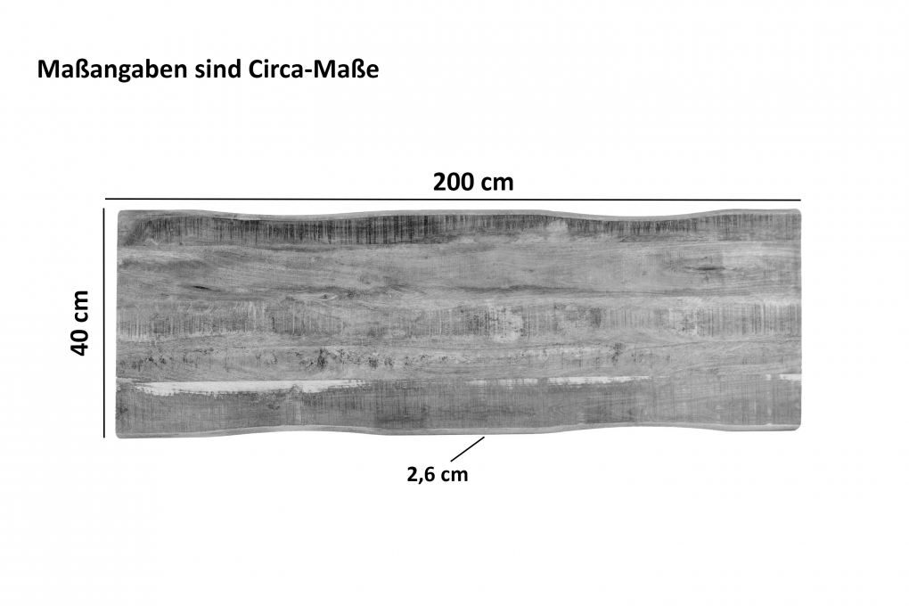 Tischplatte Baumkante Mango Massiv 200 x 40 cm CURTIS itemprop=