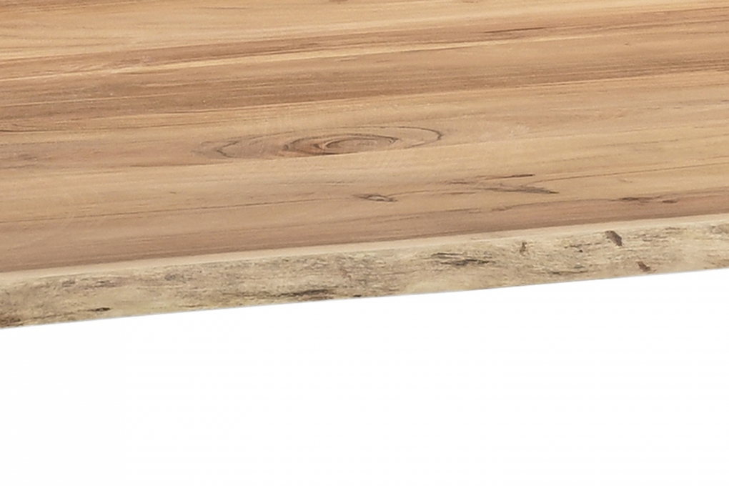 Baumkantentisch 140 x 80 cm Akazie massiv naturfarben schwarzem U-Gestell aus Metall + Holz BRISBANE itemprop=