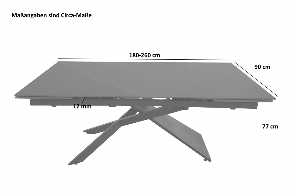 Esstisch Keramik schwarz 180(260) x 90 ausziehbar Mikado-Gestell schwarz MAYA itemprop=