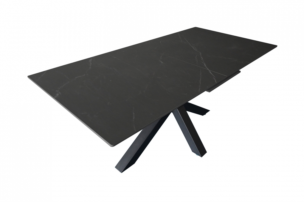 Esstisch Keramik schwarz 180(220) x 90 ausziehbar Spider-Gestell schwarz MILLIE itemprop=