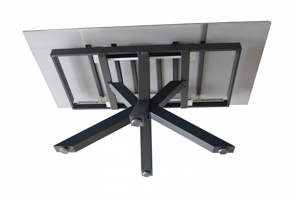 Esstisch Keramik hellgrau 180(260) x 90 Ansteckplatten Spider-Gestell schwarz MIMO itemprop=