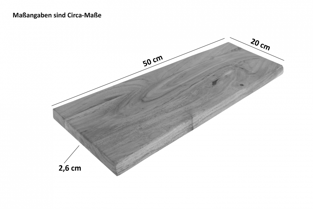 Steckboard mit Baumkante Wandregal Akazie massiv eichefarben lackiert 50 x 20 Amanda itemprop=