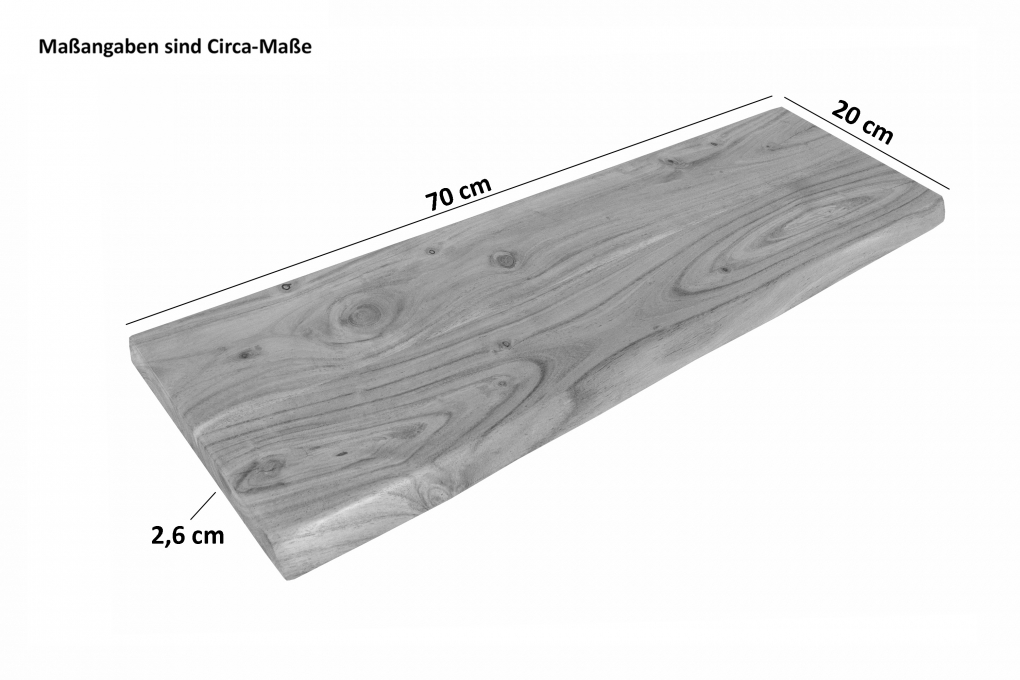 Steckboard mit Baumkante Wandregal Akazie massiv eichefarben lackiert 70 x 20 Amanda itemprop=