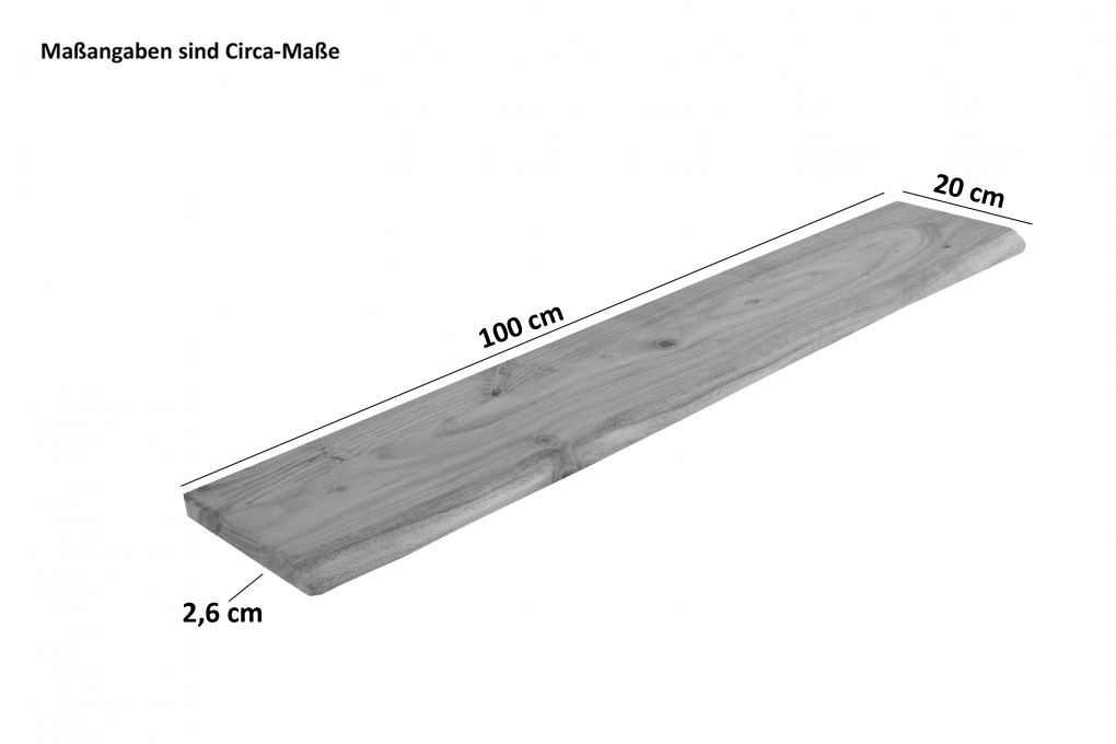 Steckboard mit Baumkante Wandregal Akazie massiv eichefarben lackiert 100 x 20 Amanda itemprop=