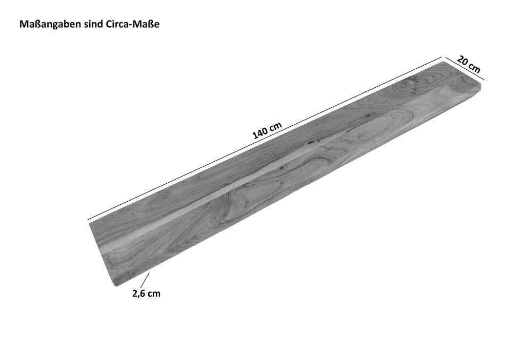 Steckboard mit Baumkante Wandregal Akazie massiv eichefarben lackiert 140 x 20 Amanda itemprop=
