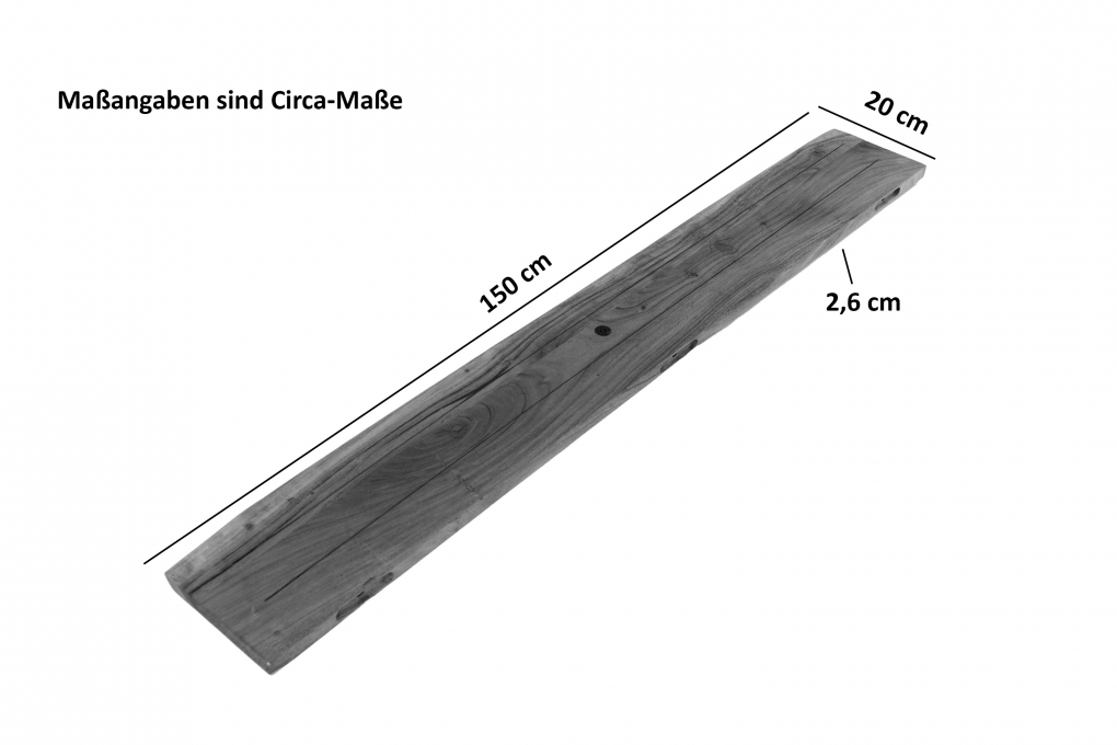 Steckboard mit Baumkante Wandregal Akazie massiv eichefarben lackiert 150 x 20 Amanda itemprop=