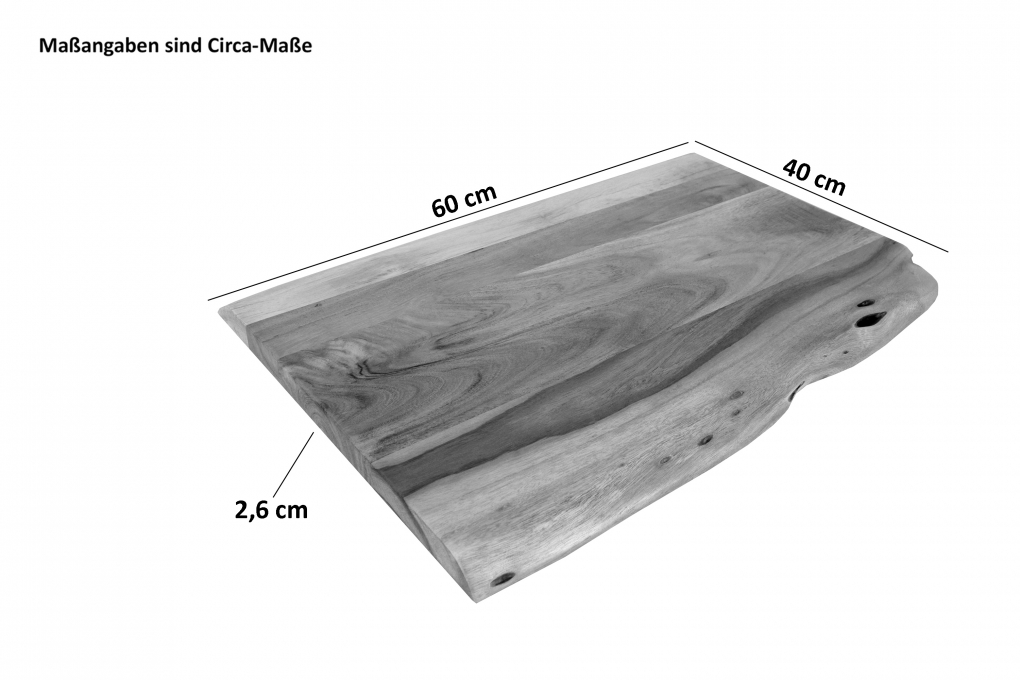 Tischplatte Baumkante Akazie Eiche 60 x 40 cm CURTIS itemprop=
