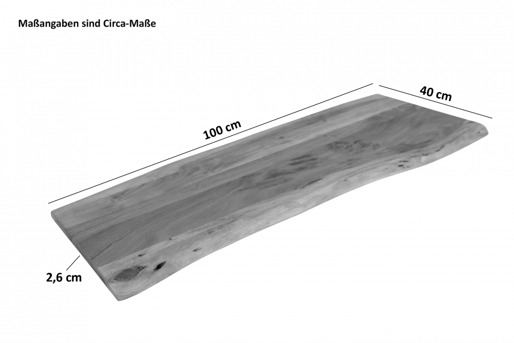 Tischplatte Baumkante Akazie Eiche 100 x 40 cm CURTIS itemprop=