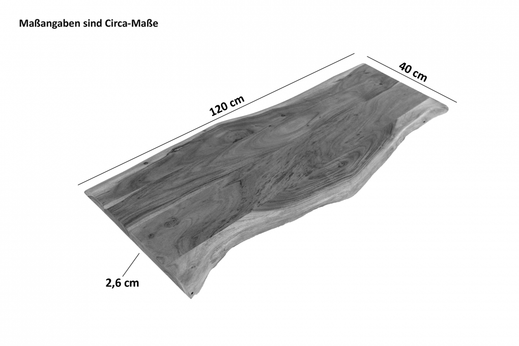 Tischplatte Baumkante Akazie Eiche 120 x 40 cm CURTIS itemprop=