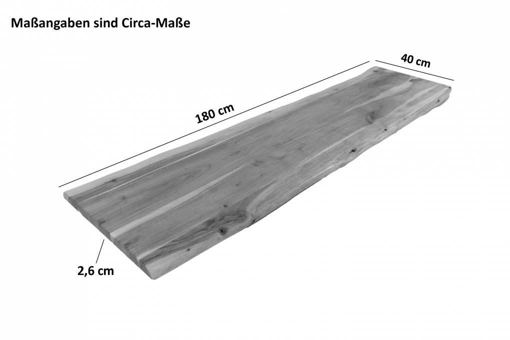 Tischplatte Baumkante Akazie Eiche 160 x 40 cm CURTIS itemprop=