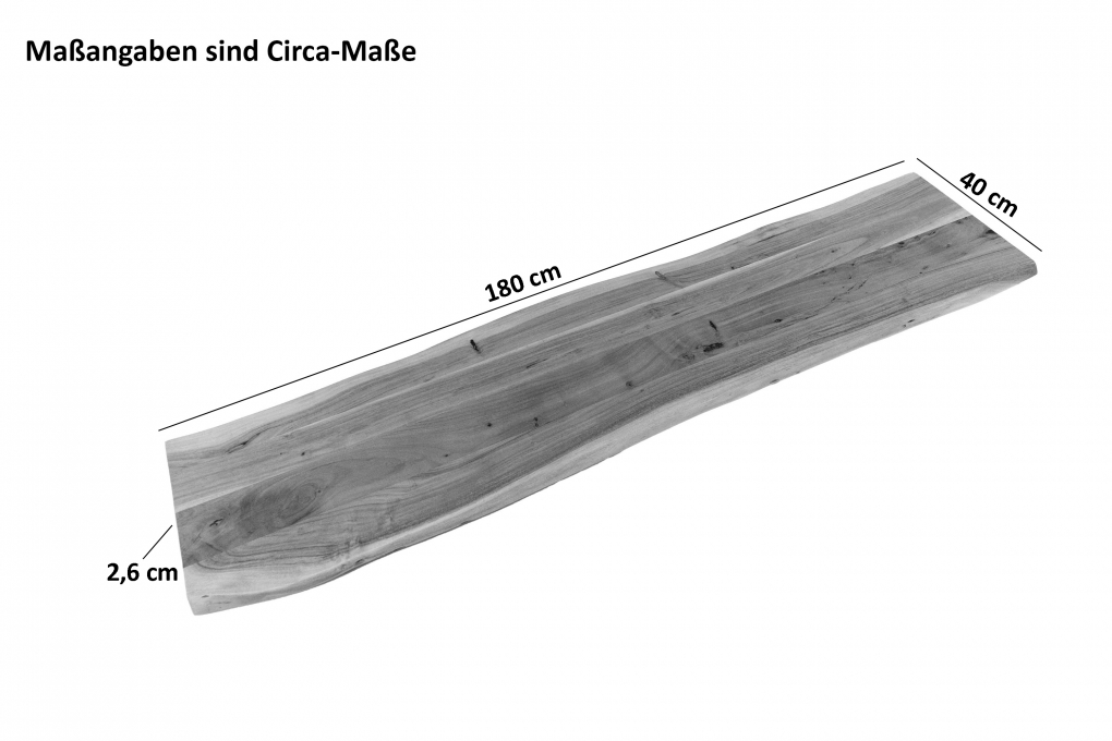 Tischplatte Baumkante Akazie Eiche 180 x 40 cm CURTIS itemprop=