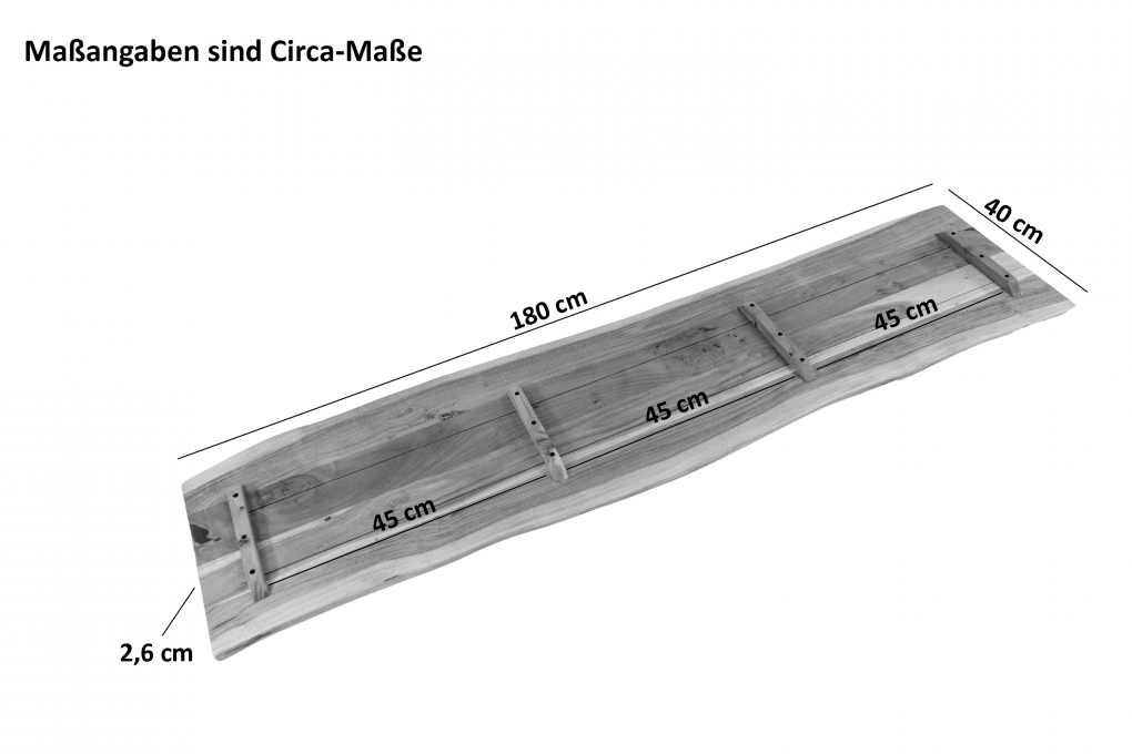 Tischplatte Baumkante Akazie Eiche 180 x 40 cm CURTIS itemprop=