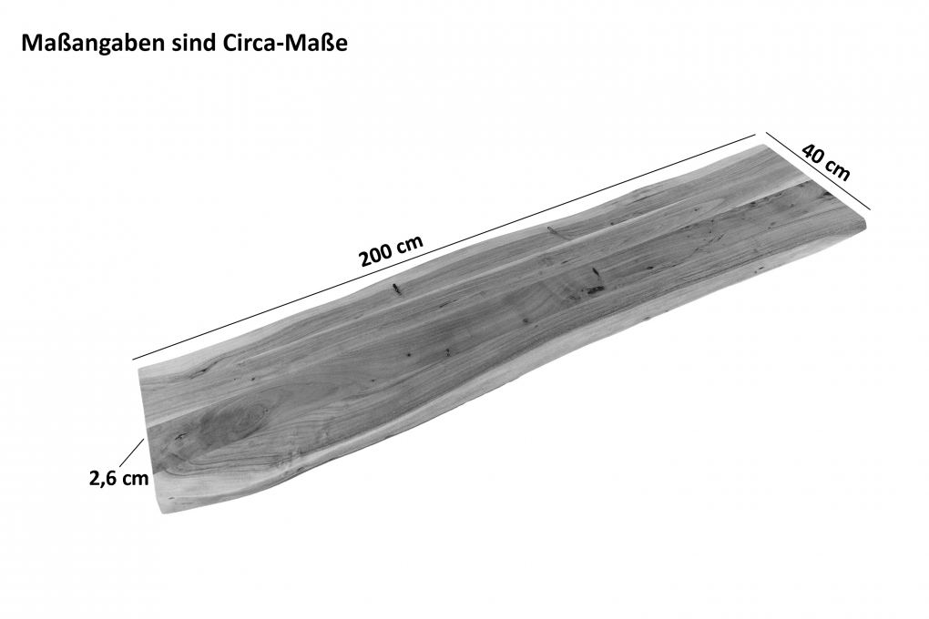 Tischplatte Baumkante Akazie Eiche 200 x 40 cm CURTIS itemprop=