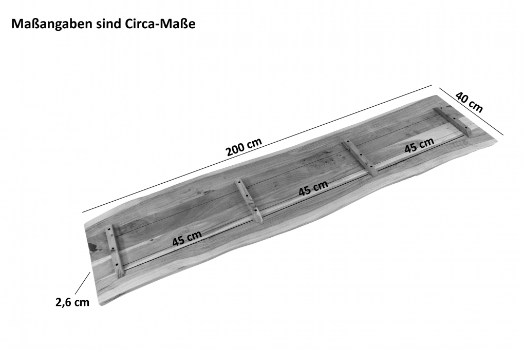 Tischplatte Baumkante Akazie Eiche 200 x 40 cm CURTIS itemprop=