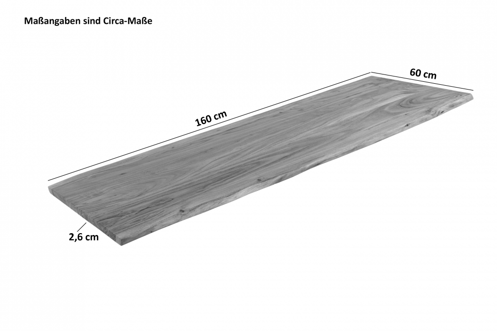 SAM® Tischplatte Baumkante Akazie Eiche 160 x 60 cm CURT itemprop=