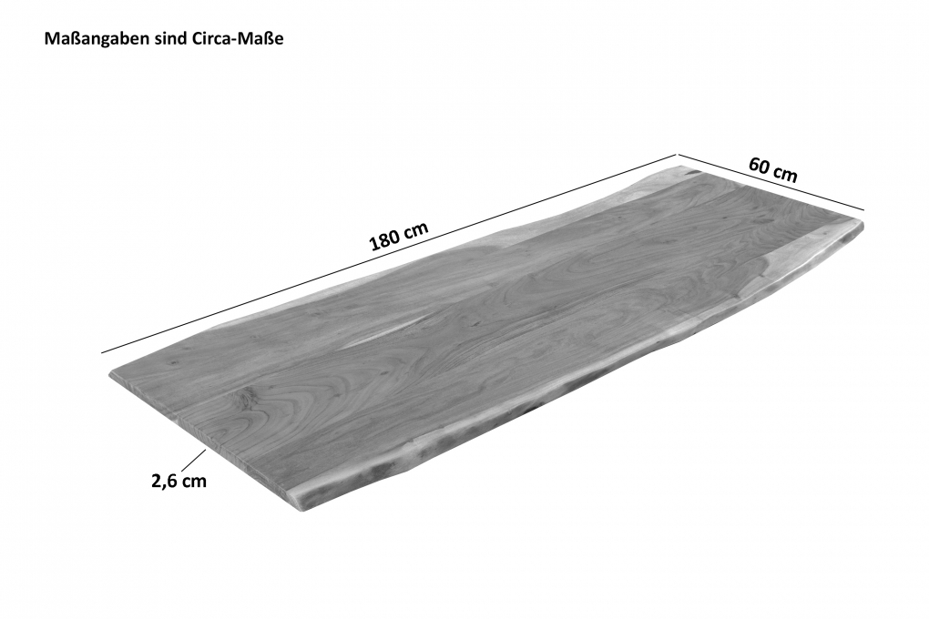 SAM® Tischplatte Baumkante Akazie Eiche 180 x 60 cm CURT itemprop=