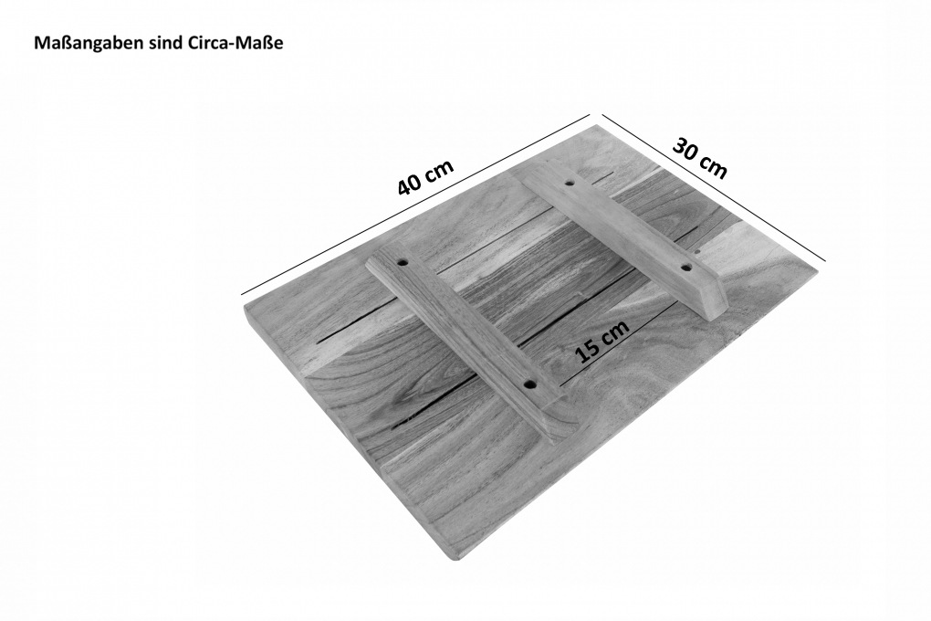 Holzplatte Arya mit echter Baumkante (einseitig), 40 x 30 cm, Akazienholz eichefarben, massiv & lackiert itemprop=