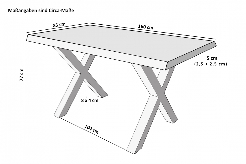 Esstisch 160 x 85 cm Mango rough massiv  gerade Kanten X-Gestell Schwarz LIBRO itemprop=