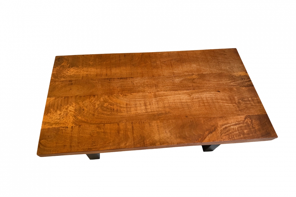 Couchtisch gerade Kante Mangoholz massiv honig 100 x 55 U-Gestell schwarz NADIA itemprop=