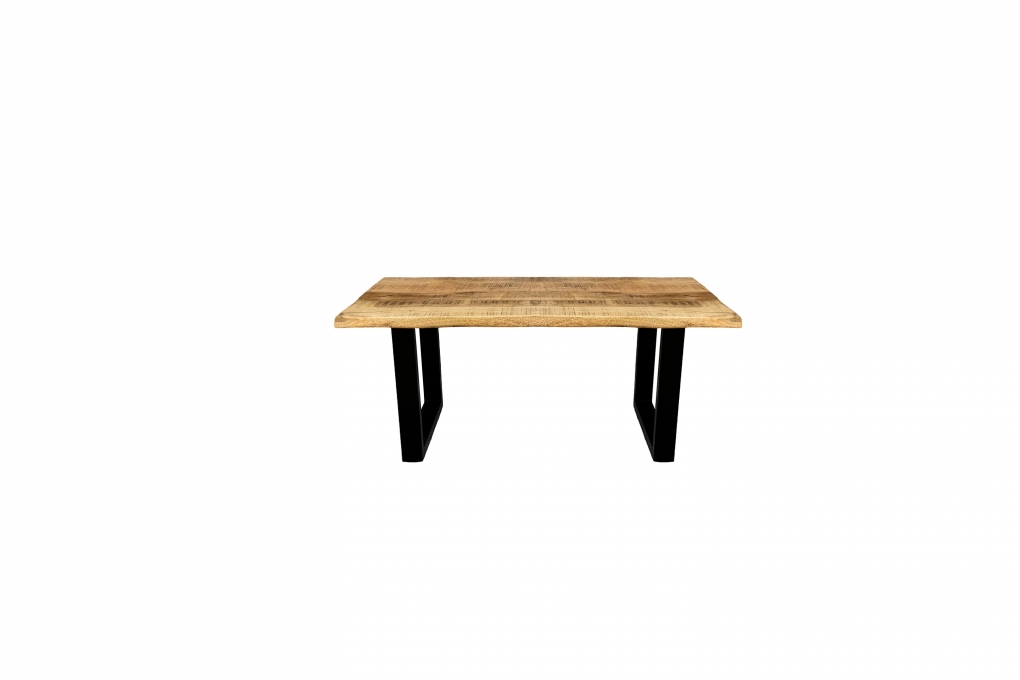 Couchtisch Baumkante Mangoholz massiv Natur/Rau 100 x 55 U-Gestell schwarz NAYLA itemprop=