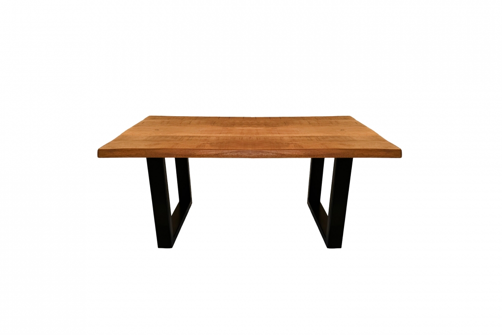 Couchtisch Baumkante Mangoholz massiv honig 100 x 55 U-Gestell schwarz NAYLA itemprop=