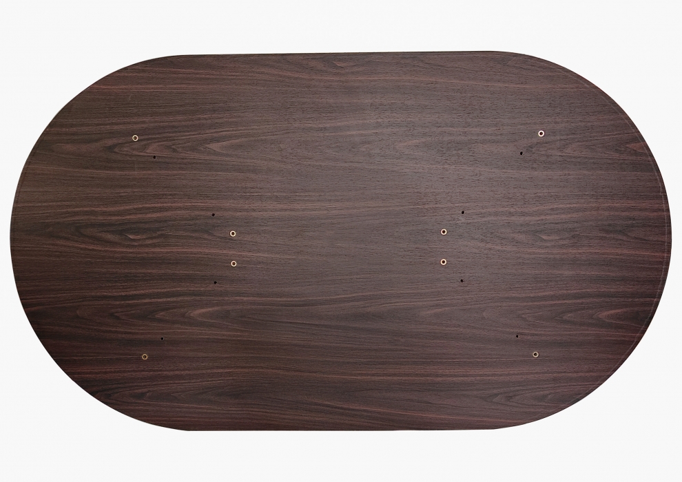 Esstisch 160 x 90 cm Holz Walnuss-Optik gerade Kante oval V-Gestell OVI itemprop=