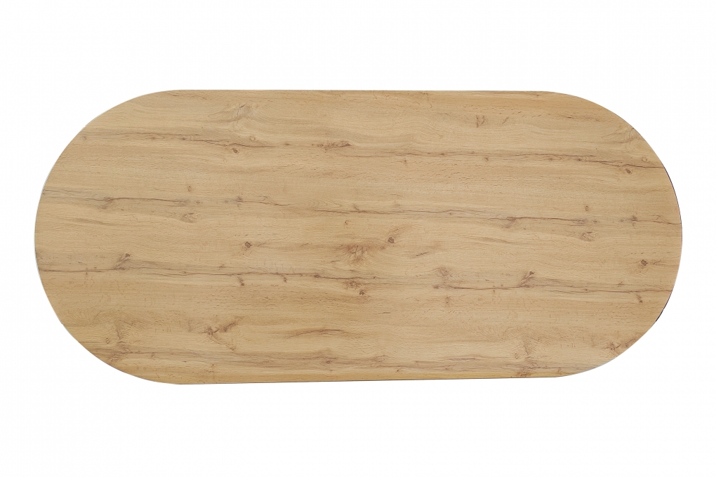 Esstisch 204 x 90 cm Holz Wildeiche-Optik gerade Kante oval V-Gestell OVI itemprop=