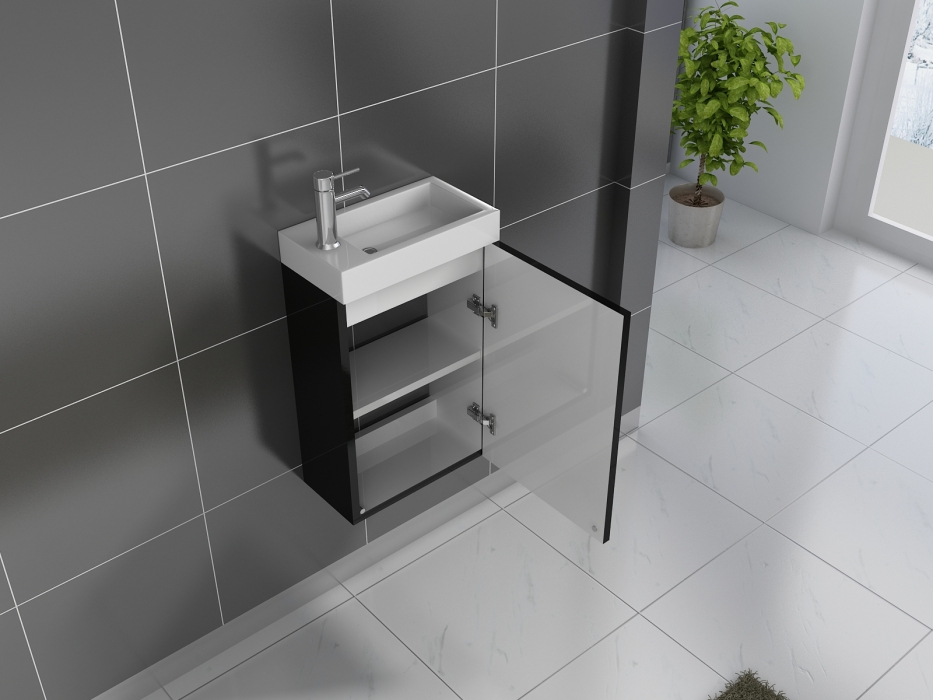 SAM® Gäste-WC Waschbecken 40 x 22 cm schwarz Vega itemprop=