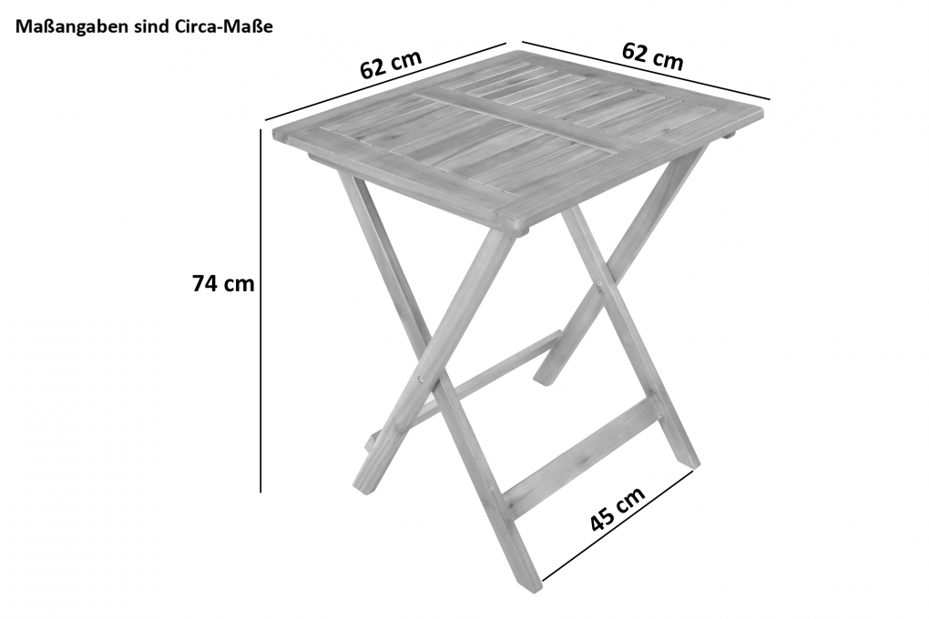 Balkonmöbel Set 3tlg Akazie Klapptisch 62 x 62 cm CAMERON itemprop=