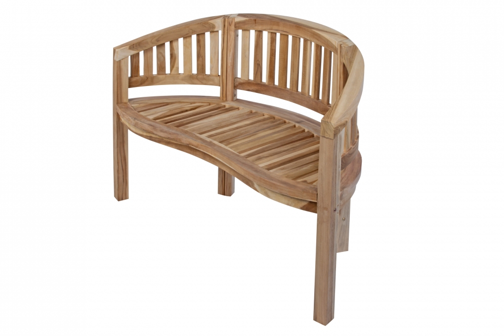 Gartenbank Bananenbank Teak 120 cm 2 Sitzer Bananenbank BANANA itemprop=