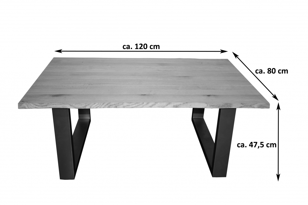 Couchtisch Baumkante 120x80 cm Wildeiche schwarz SESSA itemprop=