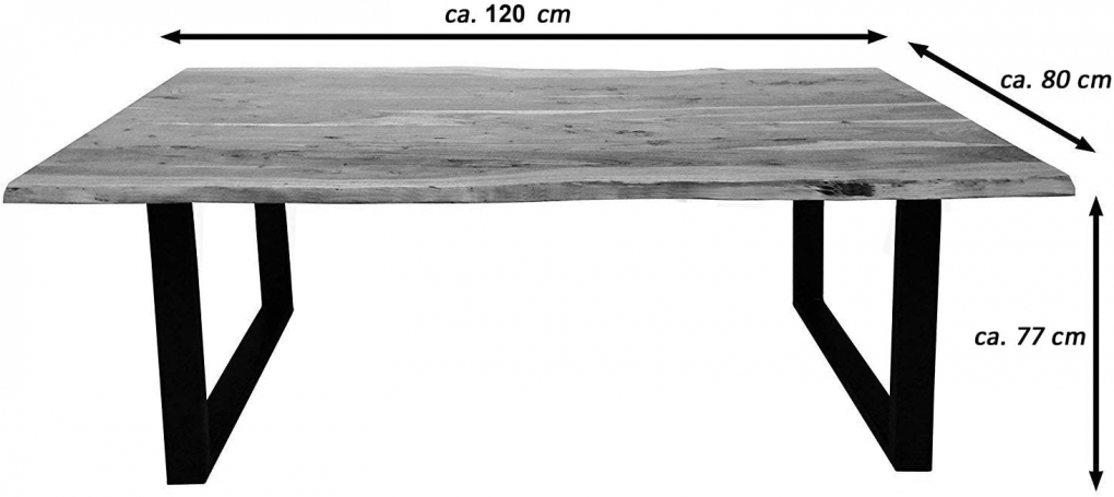 Essgruppe 120 cm Akazie nussbaumfarben U-Gestell schwarz mit 2 Bänken QUINN itemprop=