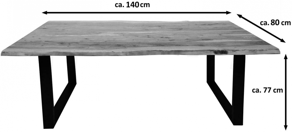 Essgruppe 140 cm Akazie nussbaumfarben U-Gestell silber mit 2 Bänken QUINN itemprop=