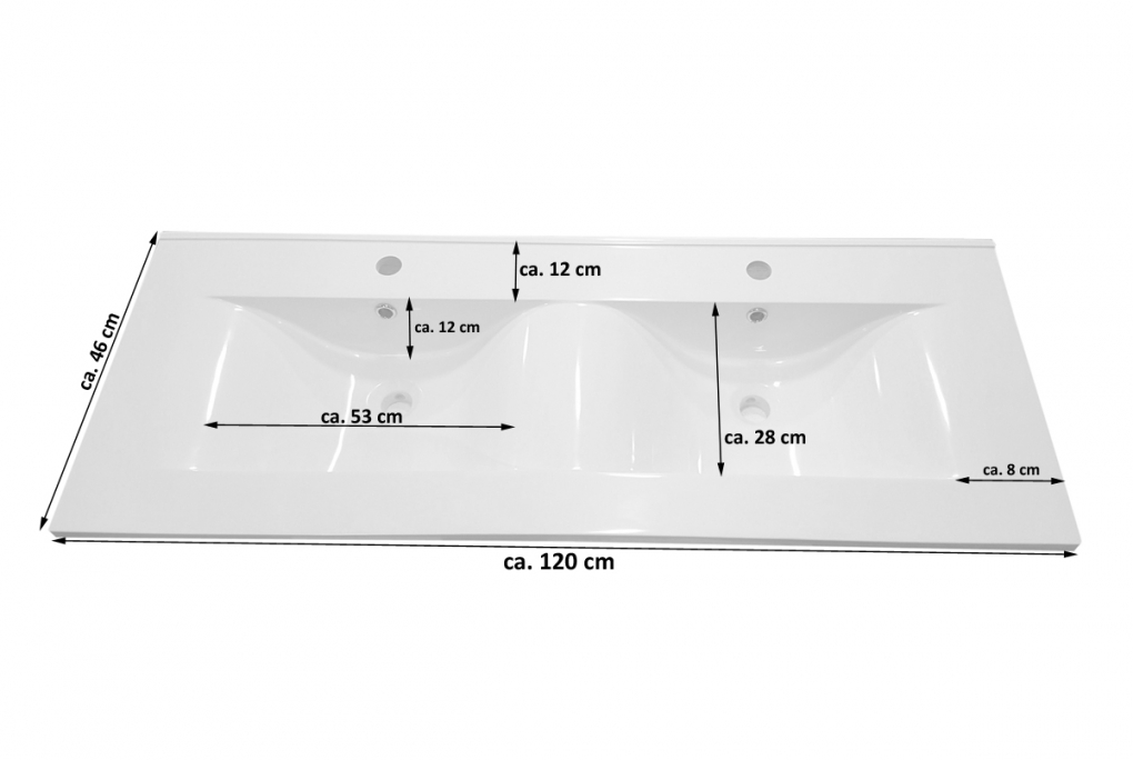 SAM® Badmöbelset Doppelwaschtisch 120 cm 4tlg - Hochglanz weiß VALERIE itemprop=