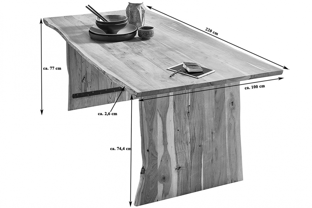 SAM® Trendiger Esszimmertisch 220 cm Akazie massiv naturfarben Henry itemprop=